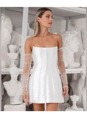 Eliya The Label Kayla Dress White Corset Mini Pearl Strapless XXL NWT Box Sold O